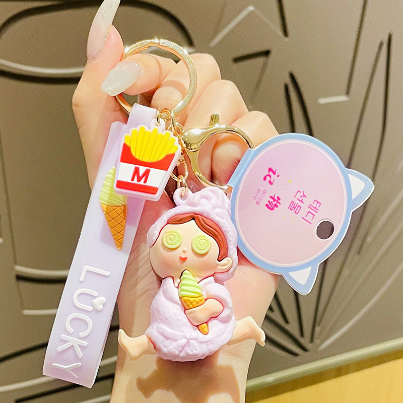 PVC bubble bath towel girl keychain MIC-HongL002