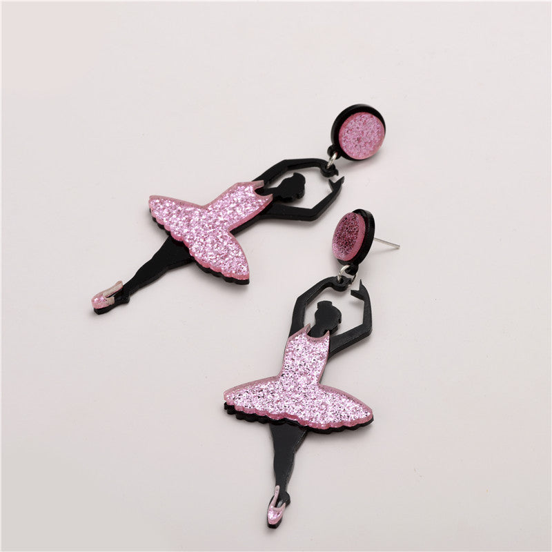 Acrylic Ballet Girl Earstuds (Minimo de compra 2) MIC-GanL002