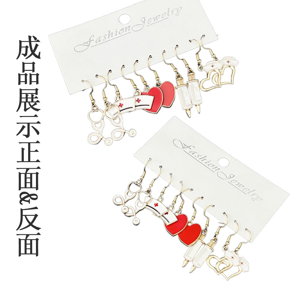 Alloy 5 pairs of gold syringe earrings (Minimo de compra 5) MYA-LuN001