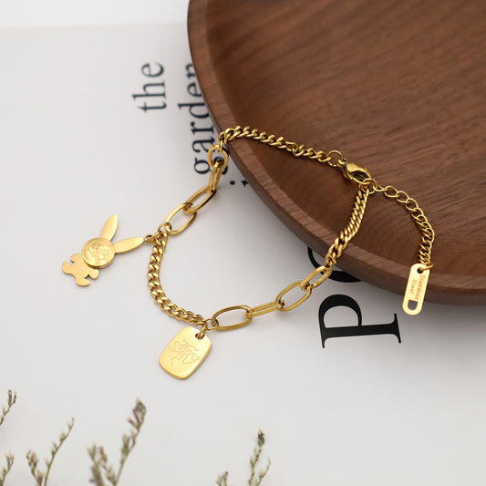 Stainless steel gold-plated cute rabbit bracelet MYA-XuanJ018