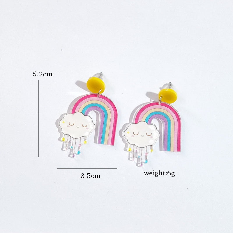 Acrylic Cloud Rainbow Lightning Earrings MYA-XueP095