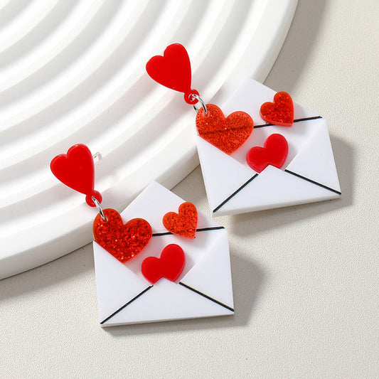 Acrylic Envelope Love Earrings (Minimo de Compra 3) MIC-HaoC005