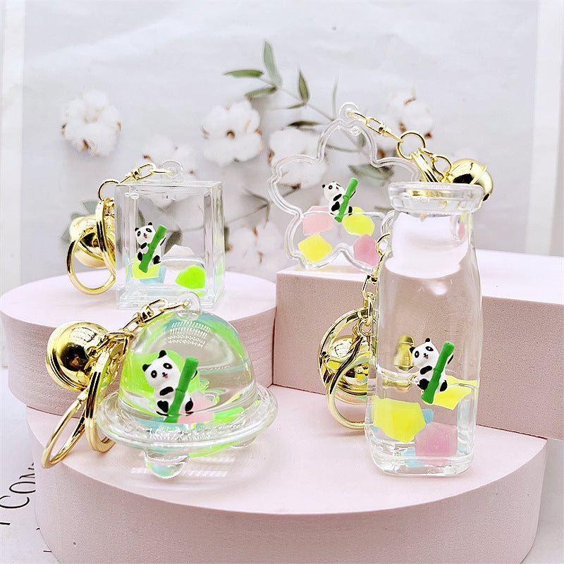 Keychains Acrylic Oil Floating Luminous Panda MOQ≥2 DMF032