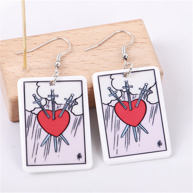 Acrylic Carroll Card Game Chess Card Earrings MIC-ChouD042