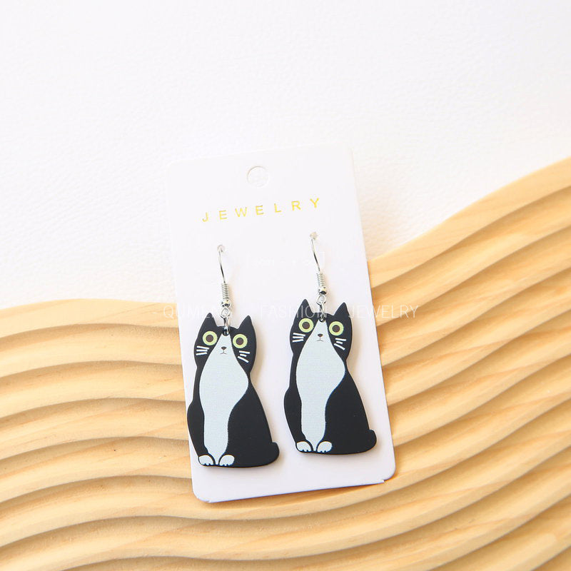 Alloy acrylic cute cat earrings MIC-OuG119