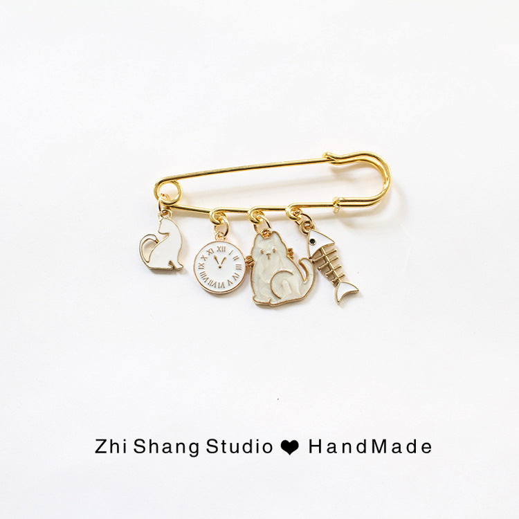 Alloy cartoon fishbone cat brooch (Minimo de Compra 2)  MIC-ZhiS036