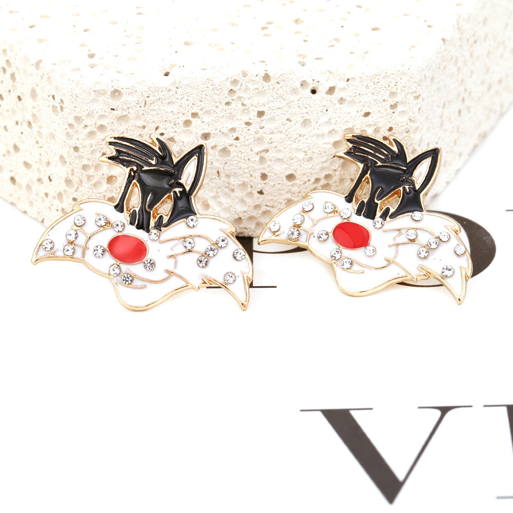 Alloy diamond inlaid cartoon character earrings MIC-ManY037