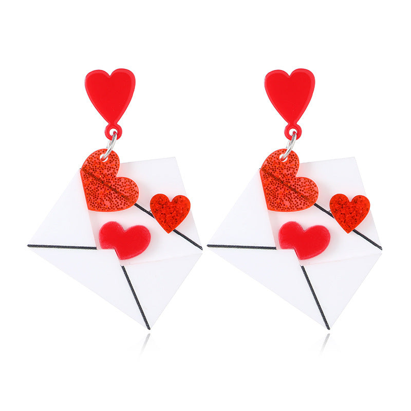 Acrylic Envelope Love Earrings (Minimo de Compra 3) MIC-HaoC005