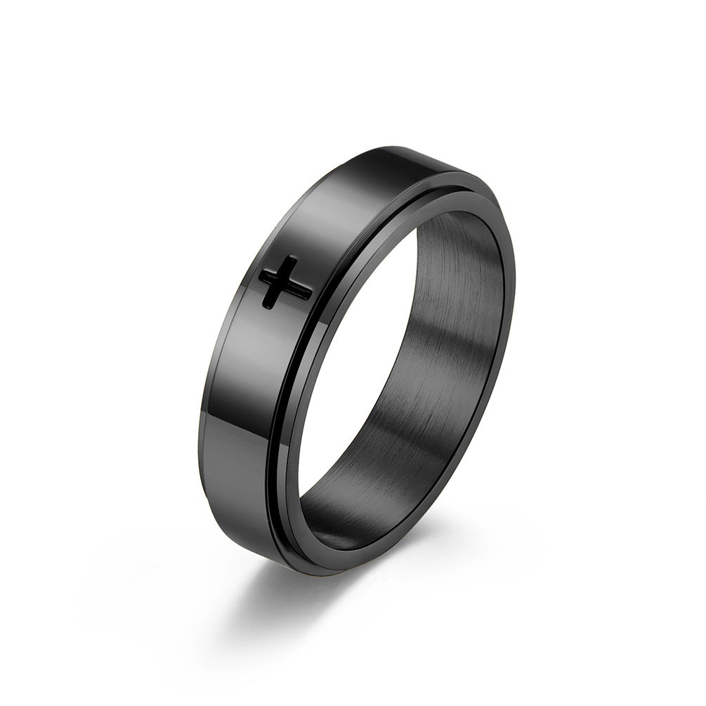 Titanium Steel Cross Ring  Minimum order quantity ≥ 2 MIC-QianF009