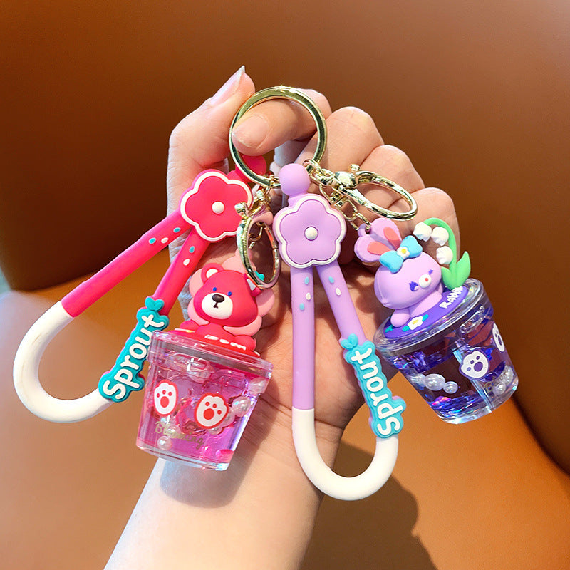 PVC oil flowing sand animal cartoon keychain MIC-MLZ022