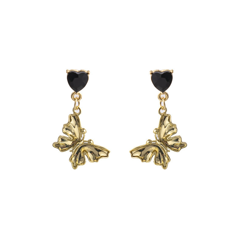 Alloy black gold contrasting butterfly earrings (Minimo de Compra 2) MIC-MDD063