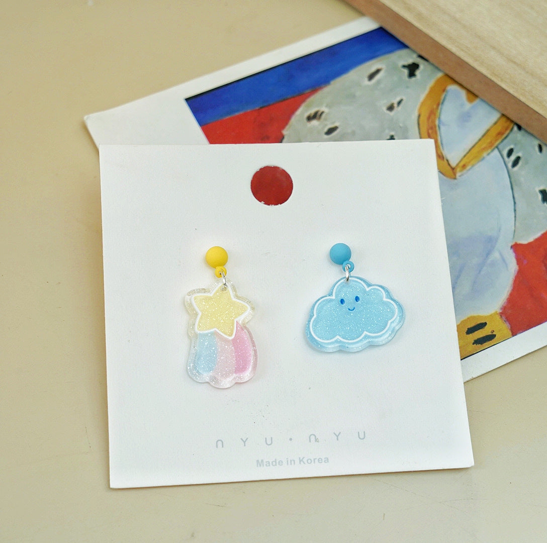 Alloy Planet Rainbow Cloud Earrings MIC-XNWE012