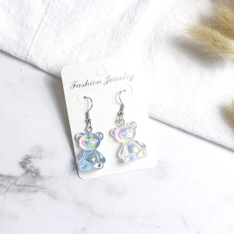 Acrylic Sweet Colorful Fresh Little Bear Earrings  (Minimo de Compra 2) MYA-PingH026