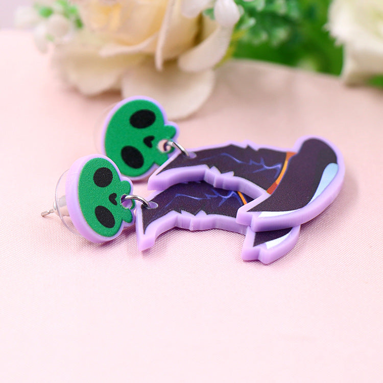 Acrylic Halloween Witch Hat Earstuds (Minimo de compra 5) MIC-XiaoY043