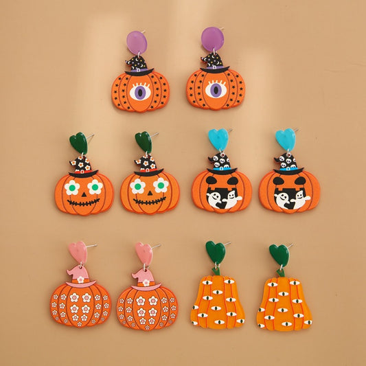 Acrylic cartoon pumpkin printed earrings (Minimo de Compra 3) MIC-YuanQ003