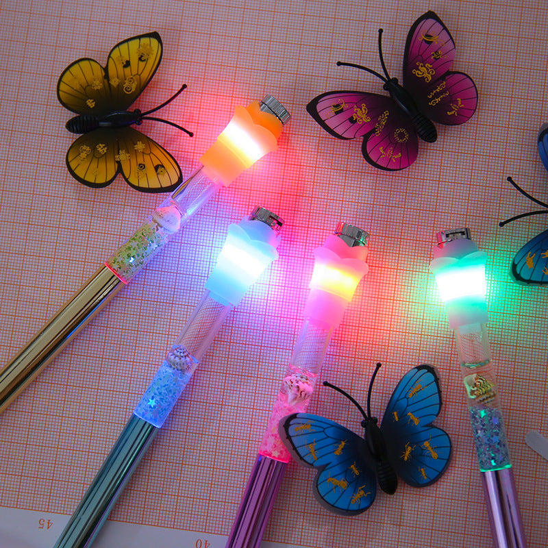 Ballpoint Pen Plastic Creative Butterfly Magnetic Lighting LED Gel Pen yige038