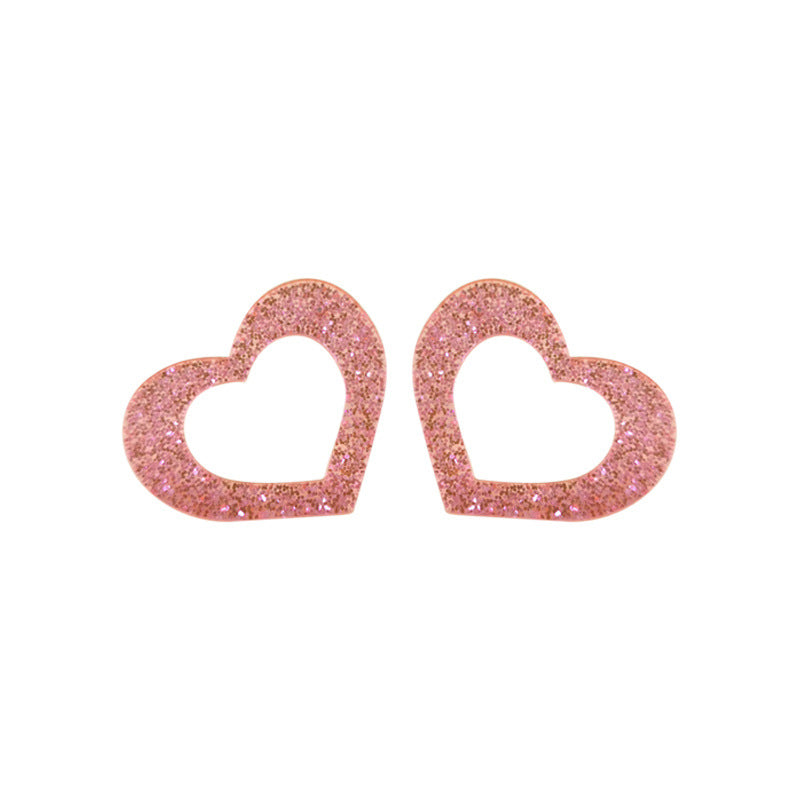 Acrylic pink sequin love letter earrings (Minimo de Compra 2) MIC-QingM019