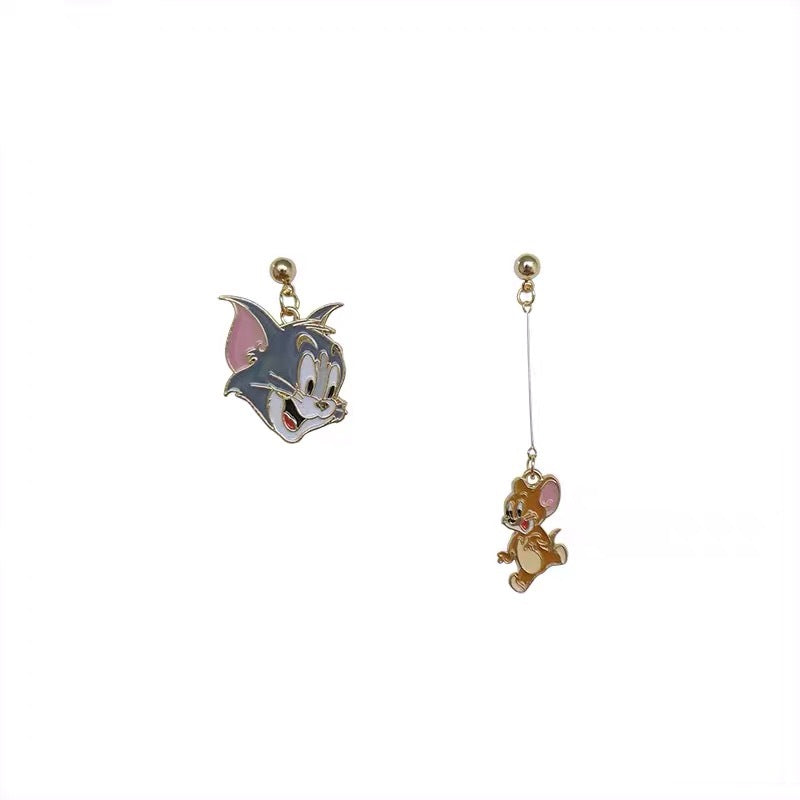 Alloy cartoon cat and mouse asymmetric earrings MYA-JiX033