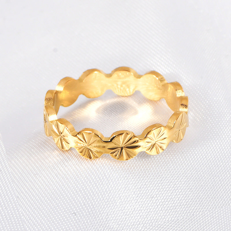 Stainless steel gold-plated luxury flower ring MYA-YHZX022