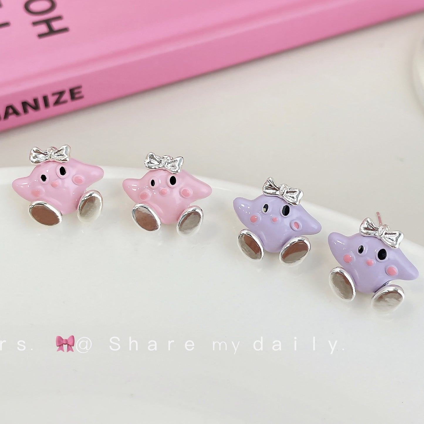 Acrylic Pink Star Kabi Earrings (Minimo de Compra 2) MIC-ShuangX033