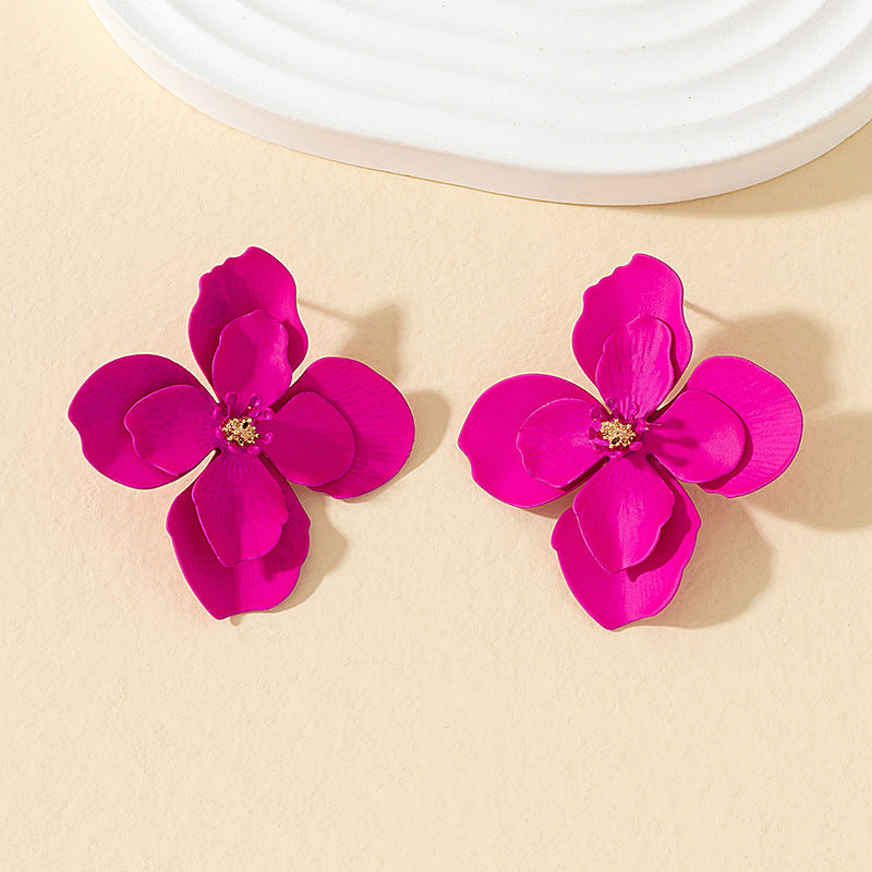 Acrylic Rose Red Flower Earrings MIC-AYN023