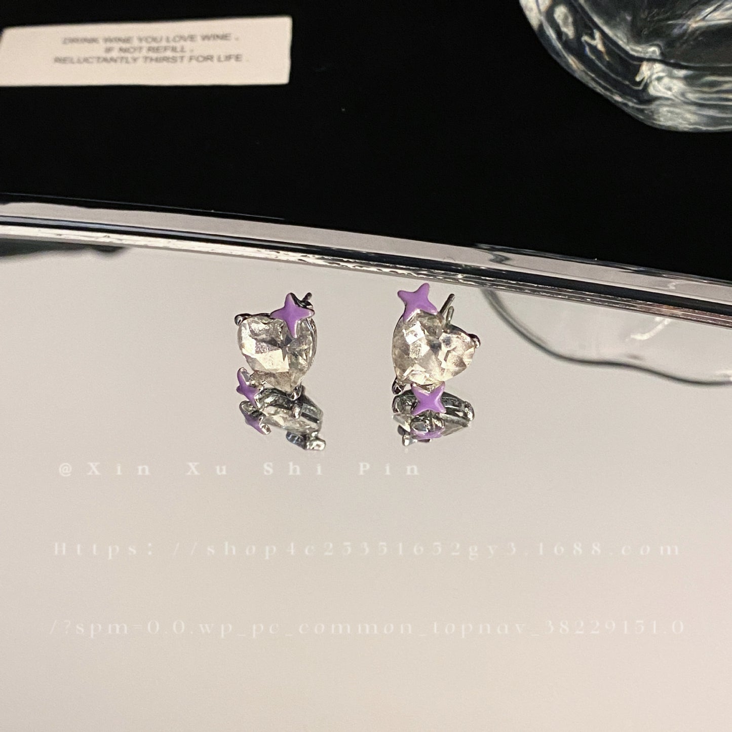 Alloy sparkling diamond heart earrings MIC-XinXu019