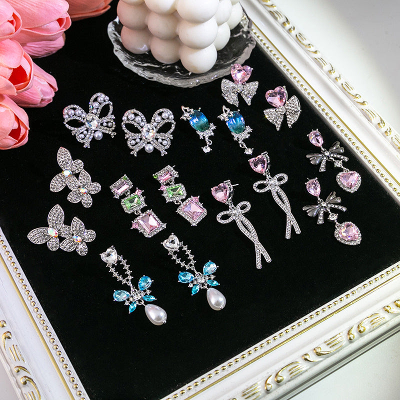 Alloy pink heart-shaped earrings MIC-MDD147