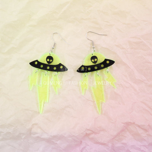 Earrings Acrylic Halloween Funny Alien Fluorescent Minimo de compra 2 MOSHU031