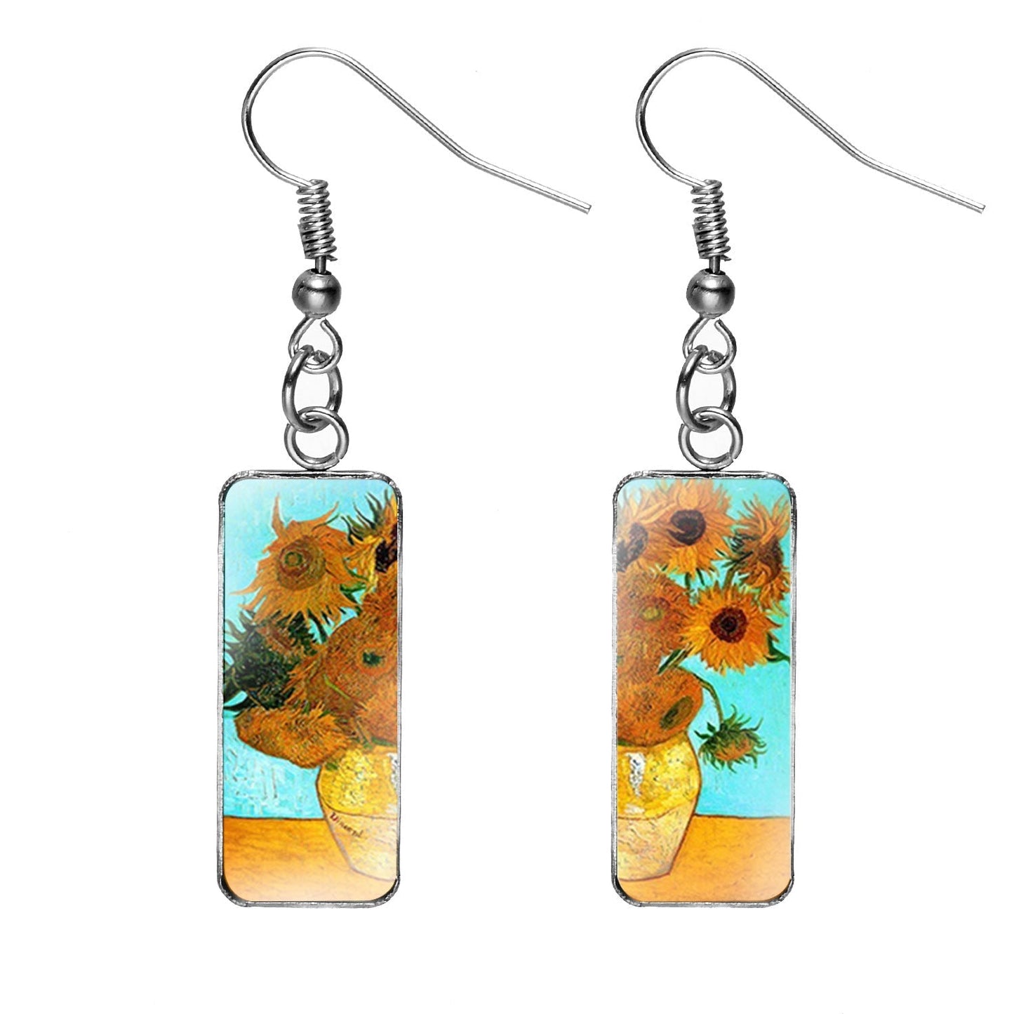 Earrings Stainless Steel Oil Painting Rectangle Pendant SongX042