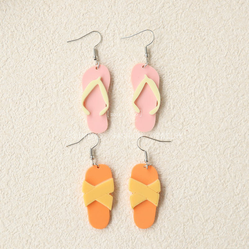 Acrylic funny cute slipper earrings MYA-OuG029