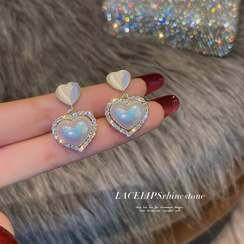 Alloy diamond heart pearl earrings (Minimo de compra 3) MIC-GuanY005