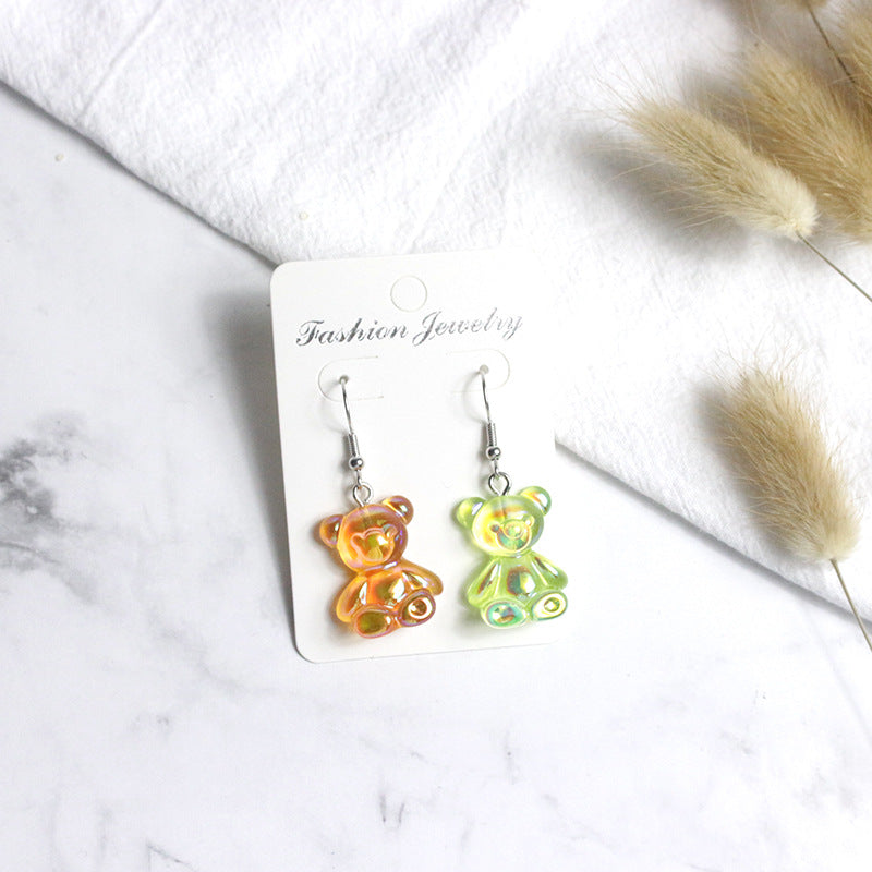 Acrylic Sweet Colorful Fresh Little Bear Earrings  (Minimo de Compra 2) MYA-PingH026