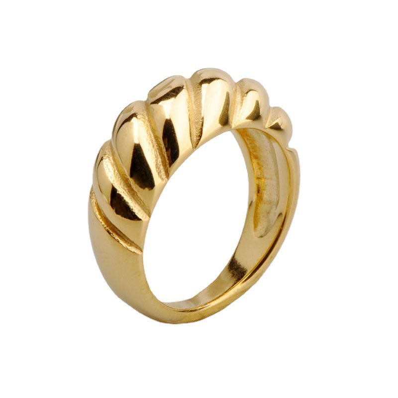 Stainless steel gold-plated Fried Dough Twists personality ring MYA-YHZX003