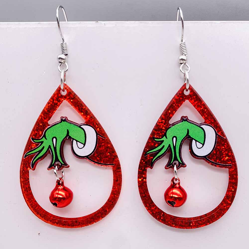 Acrylic Christmas Grinch Earrings (Minimo de Compra 2) MYA-ChenY030