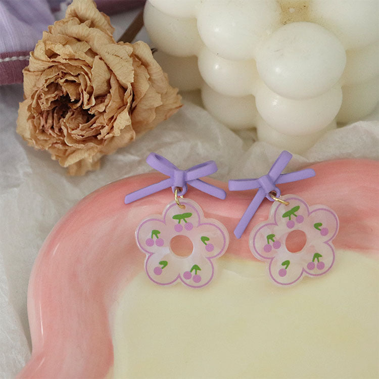 Acrylic Hollow Flower Earrings MIC-QingJ024