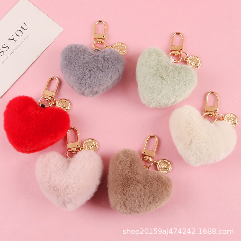 Keychains Alloy Plush Hearts Fur Balls MIC-YiHan051