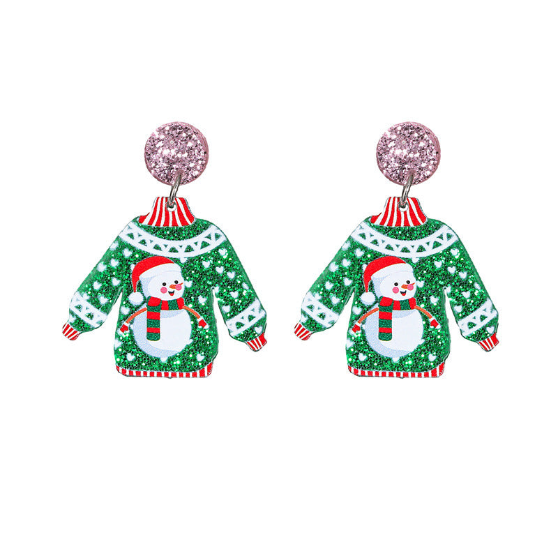 Acrylic Santa Claus Earrings  (Minimo de Compra 2) MYA-MiL007