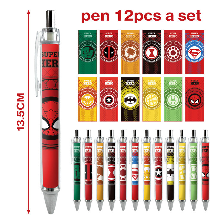 12pcs/pack Super Hero Press Neutral Pen ManC001