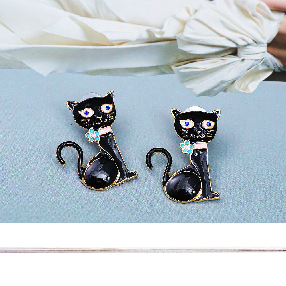 Alloy black cat star human earrings MIC-JJ002