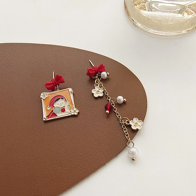 Alloy cartoon sweet little red hat earrings (Minimo de Compra 2) MIC-BLD072