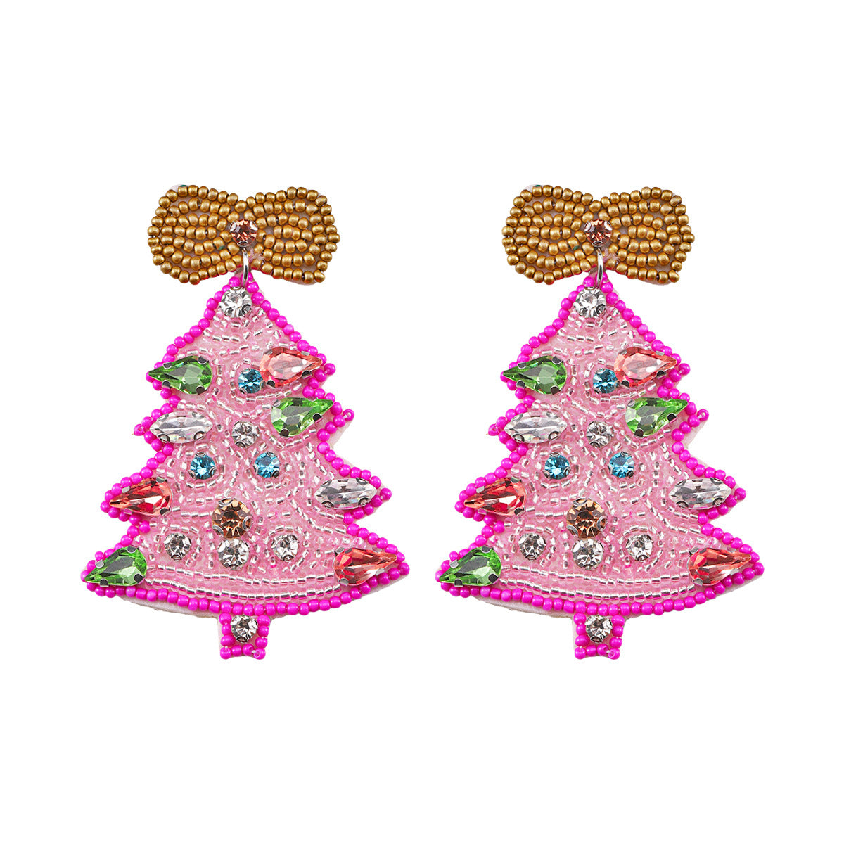 Alloy Pink Christmas Tree Earrings (Minimo de Compra 2) MYA-DWKM001