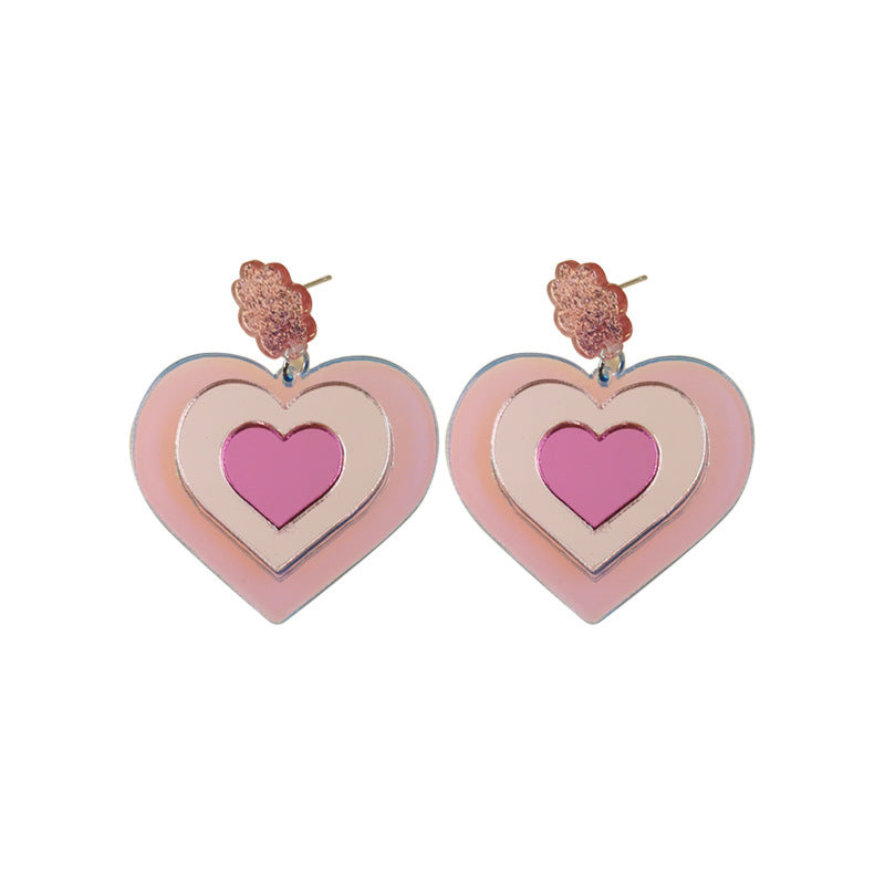 Acrylic pink sequin love letter earrings (Minimo de Compra 2) MIC-QingM019