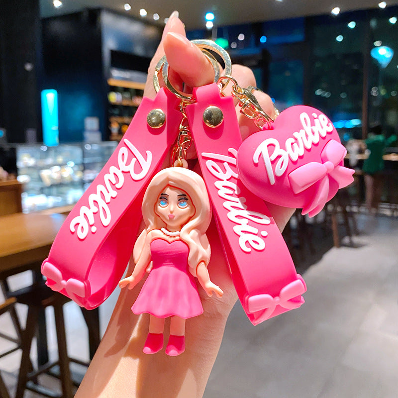 2023 New Pink Princess Girl Silicone Keychains GongZe002