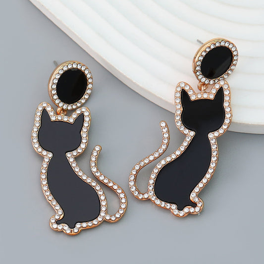 Alloy diamond studded cute animal earrings MIC-JiuL004