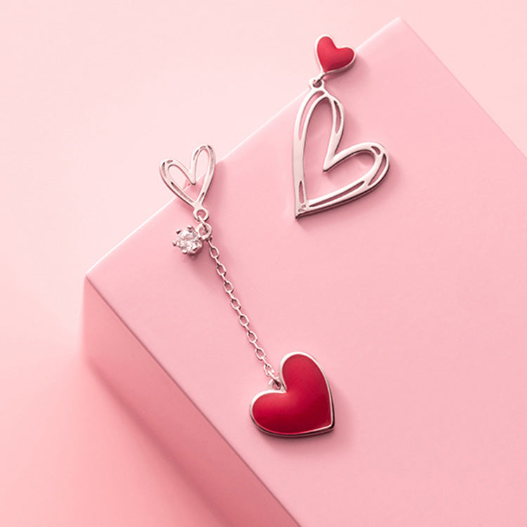 Alloy asymmetric love earrings (Minimo de compra 2) MIC-WeiH001