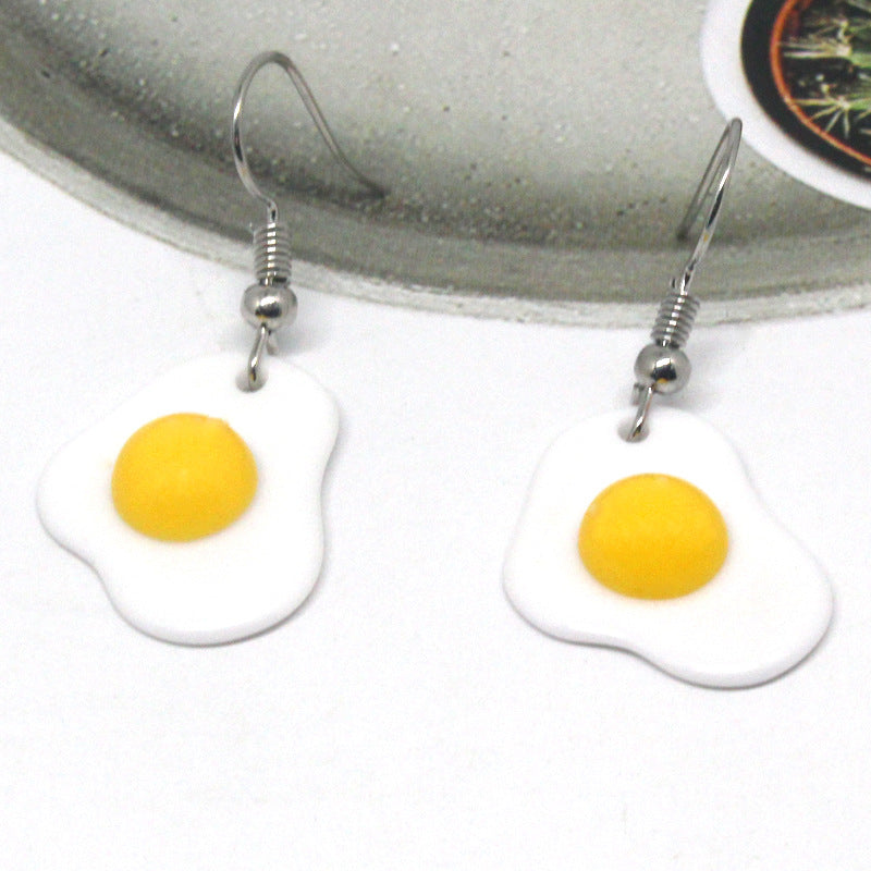 Alloy cute fried egg ear hook (Minimo de Compra 3) MIC-JueJ014