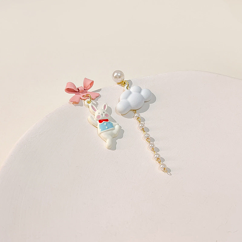 Acrylic cartoon little rabbit cloud earrings MIC-HongC025