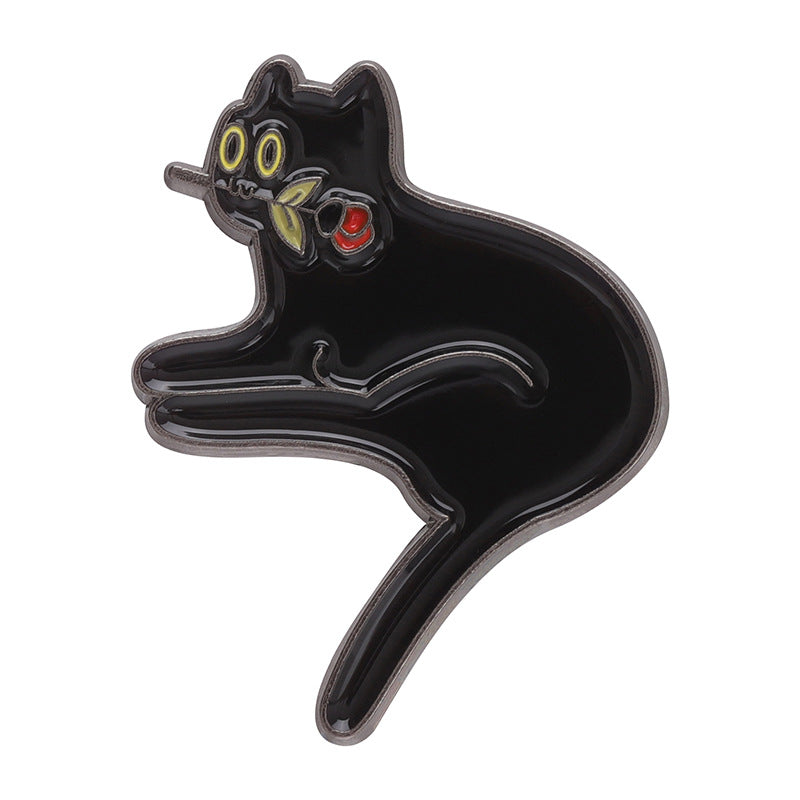 Alloy black cat brooch MIC-QiH002