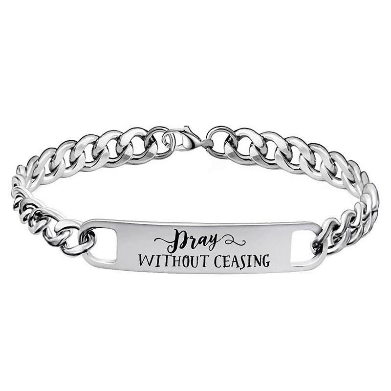 Bracelet Stainless Steel Lettering Cuban Chain Christmas Gift GangG019