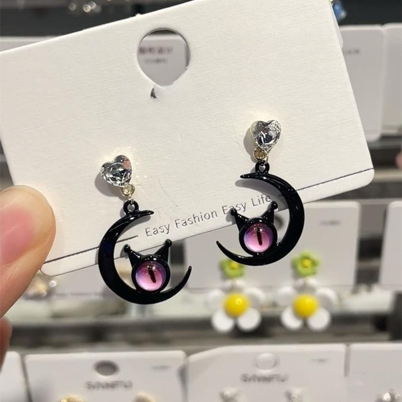 Alloy Black Powder Little Monster Moon Earrings MYA-YouX010